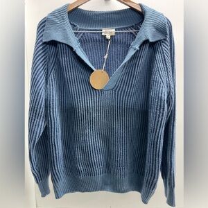 BiBi Blue V-Neck Ribbed Sweater
